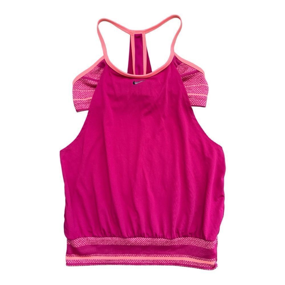 Nike Cranberry Bright Pink Racerback Tank with Built-in Bra Size Medium